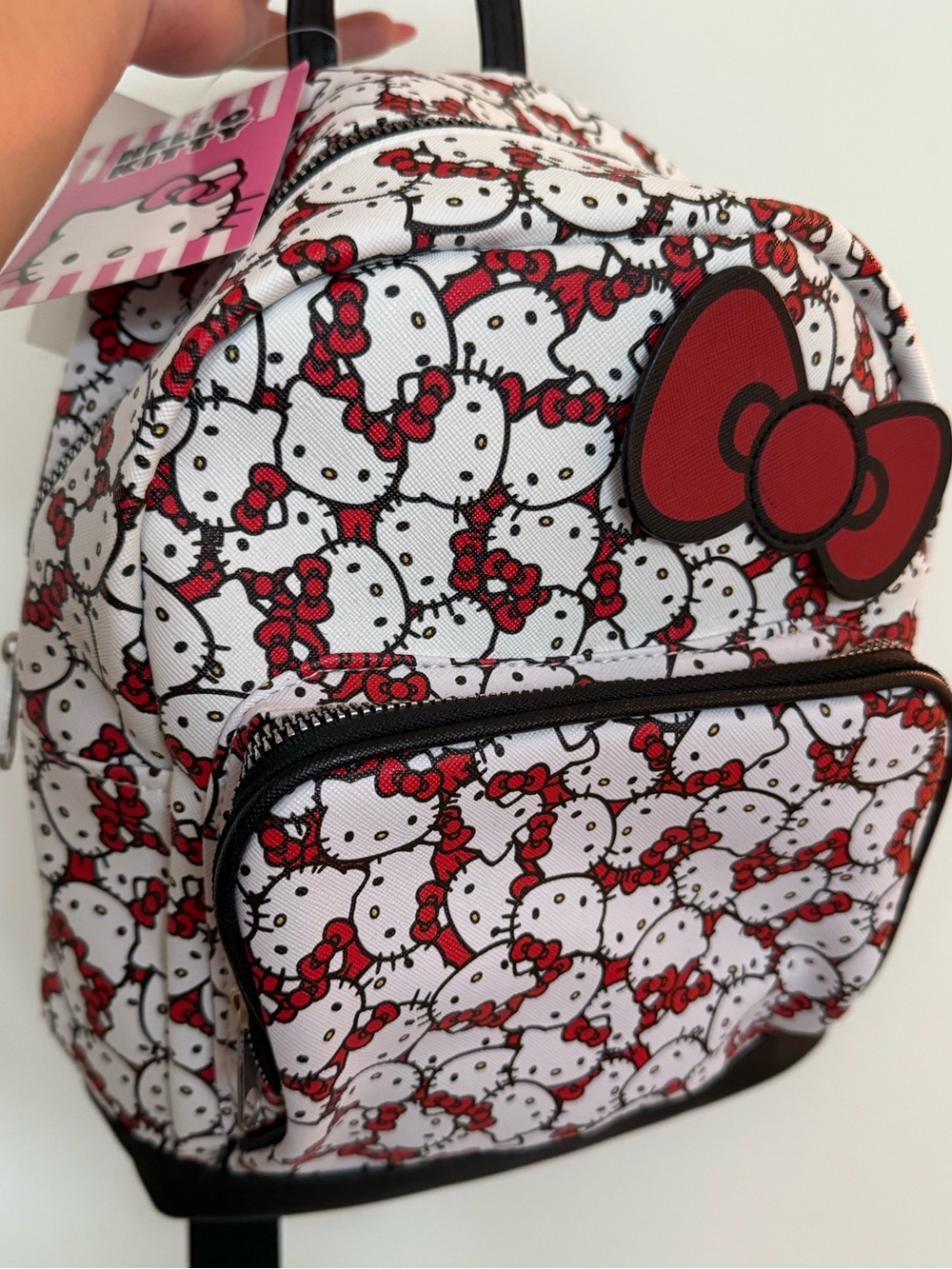Hello Kitty White and Red Mini Backpack with Bow Accent